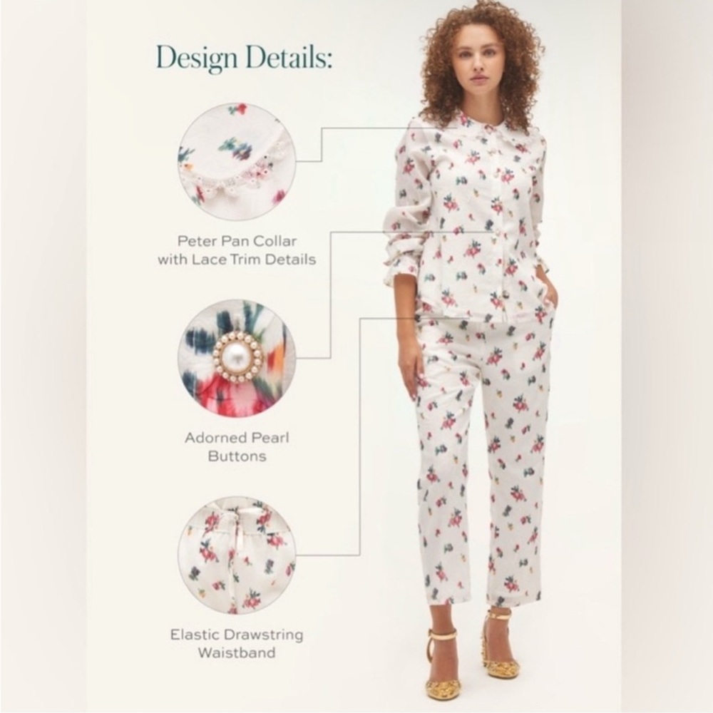 Hill House White Floral 2 piece set. Perfect for holidays! New with tags!